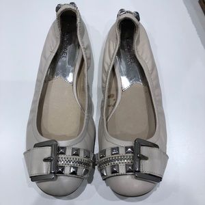 Michael Kors Cream Leather Stud Ballerina Flats